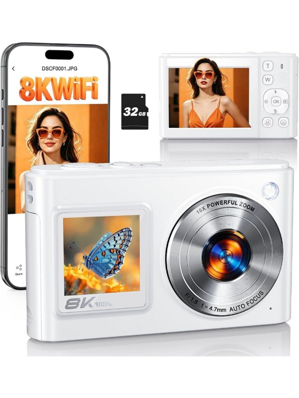 8K Digital Camera for Kids - 96MP WiFi Dual Screen, Perfect for Photography